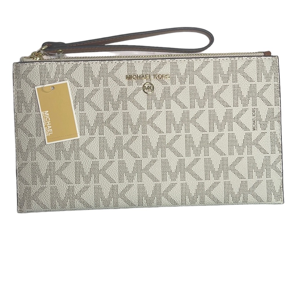 Michael Kors LG Zip Clutch Vanilla Wristlet